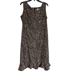 Danny & Nicole Black Ditsy Floral V-Neck Maxi Dress 90s Y2K Sz 14